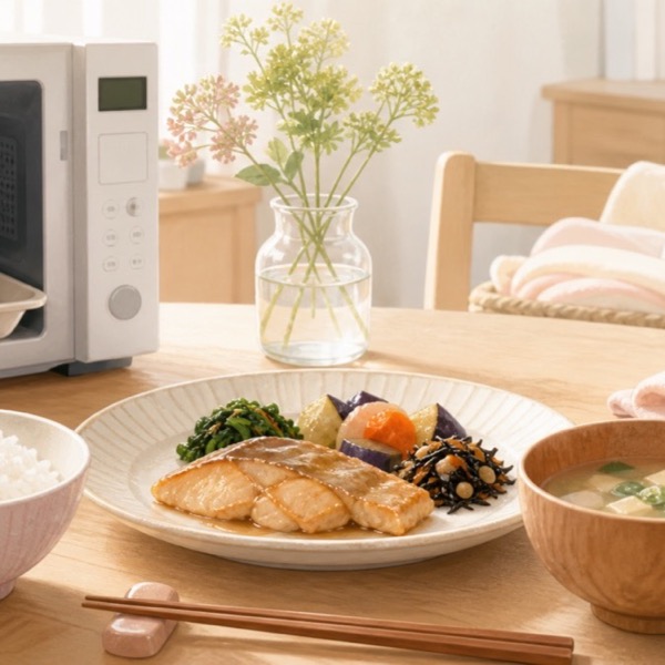 電子レンジで温める冷凍宅配食のイメージ